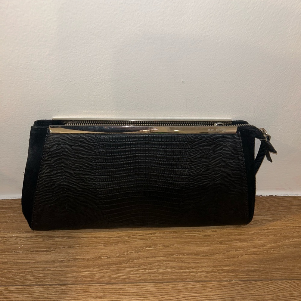 Black Clutch with Silver Accents